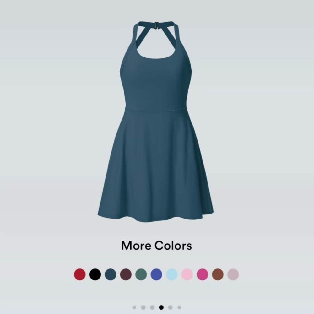 HALARA Green Fit and Flare Halter Sundress